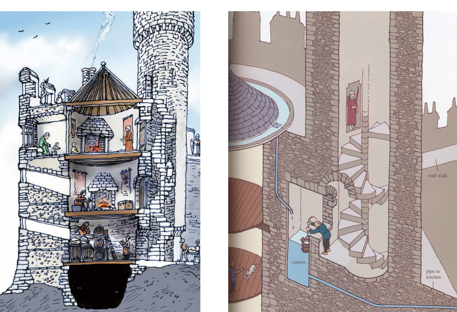 Cutaway illustrations of ancient castles by David Macaulay