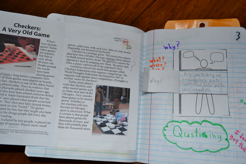 Example of handwritten student journal pop up questioning page