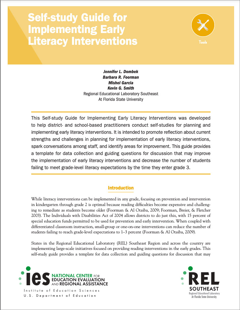 Self-Study Guide for Implementing Early Literacy Interventions