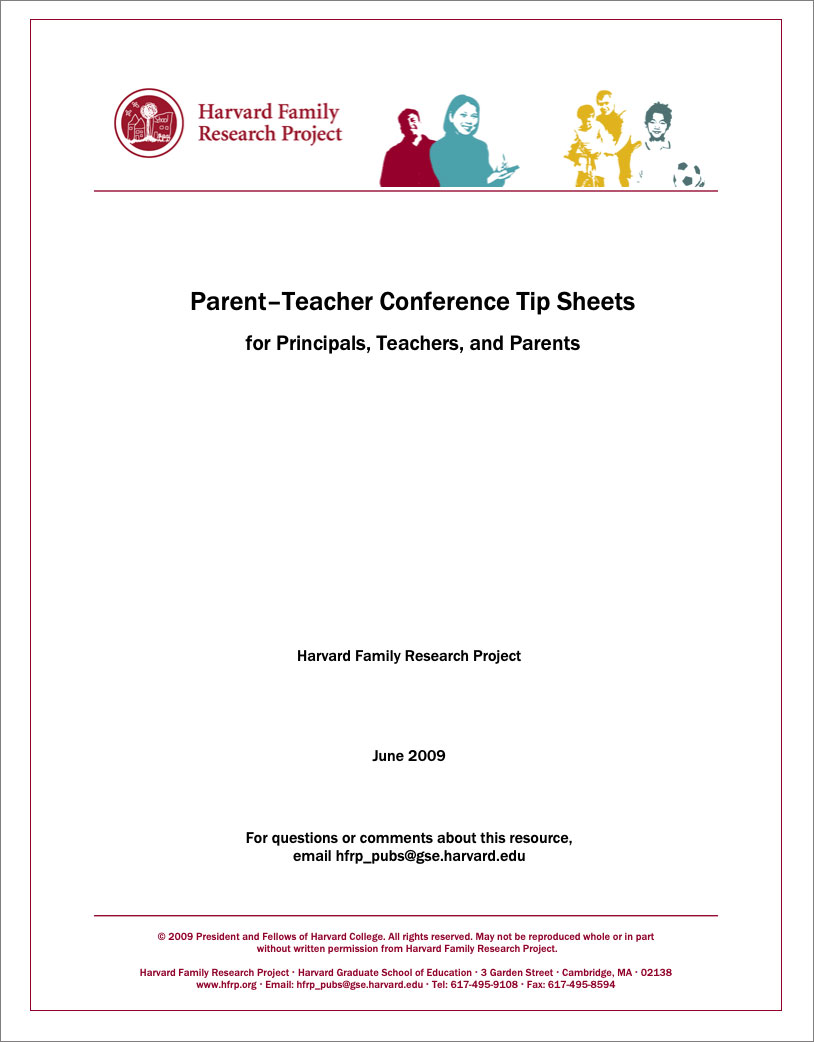 Parent–Teacher Conference Tip Sheets for Principals, Teachers and Parents