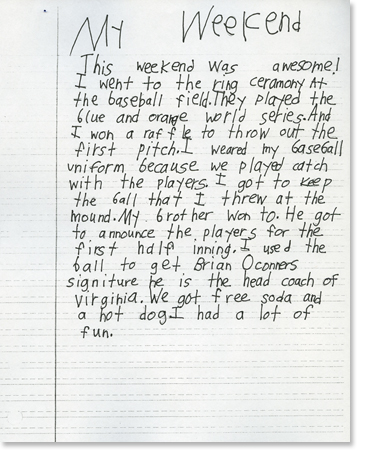 Second Grade: Writing Sample 5