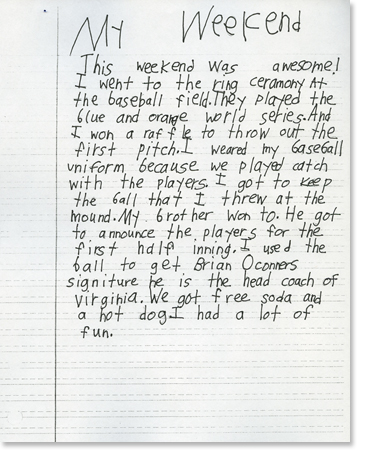 Second Grade: Writing Sample 5 