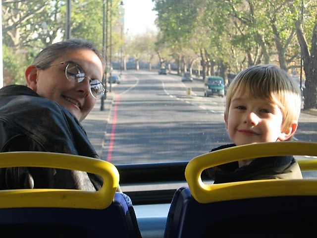 Adult and child traveling together