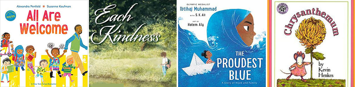 Covers of four children's picture books that build empathy