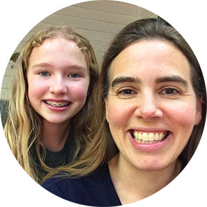 portrait of school librarian Rebecca Burton and her daughter Thea