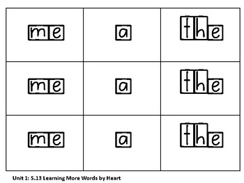 three outlined sight words