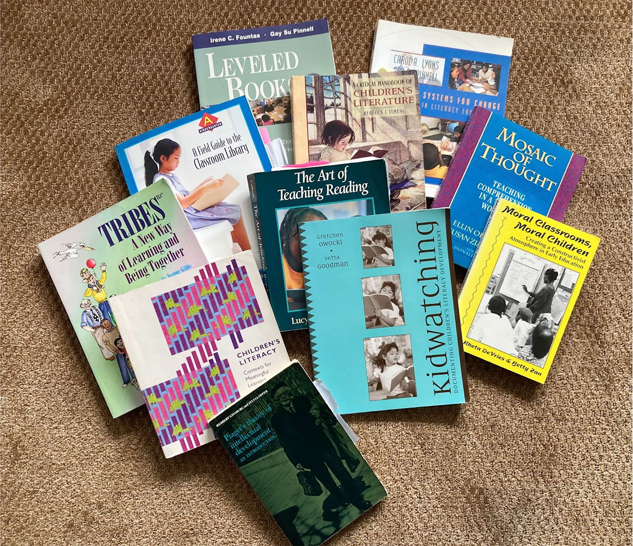 Array of books about teaching reading