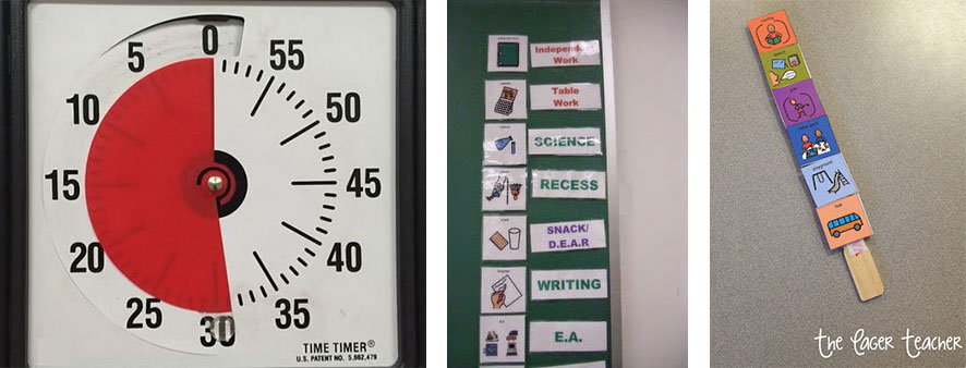 Timers and visual schedules for elementary classrooms