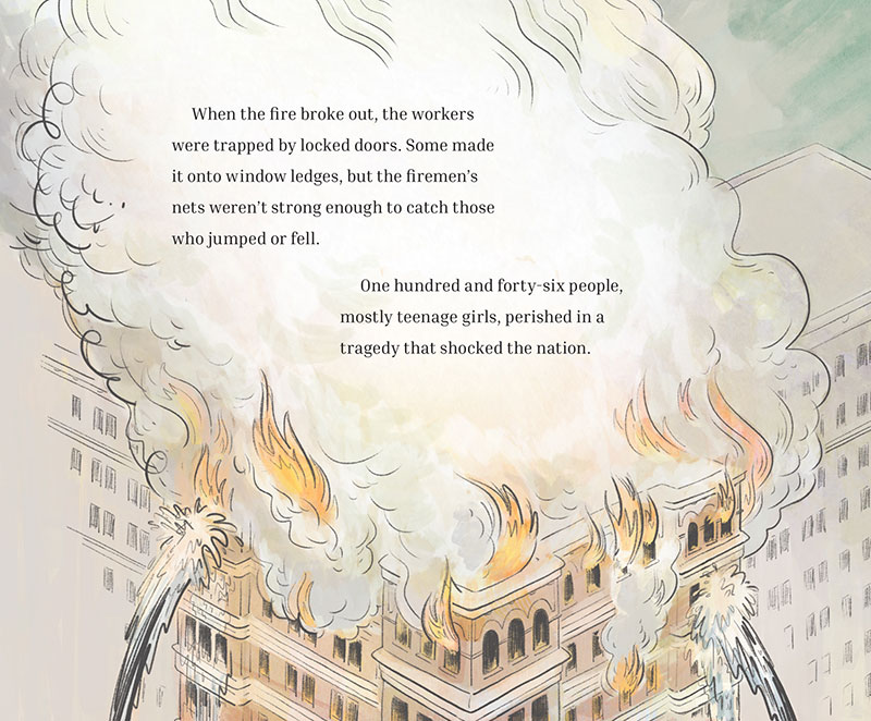 Illustration of fire from picture book about the Triangle Waist Fire Illustration of fire from picture book about the Triangle Waist Fire