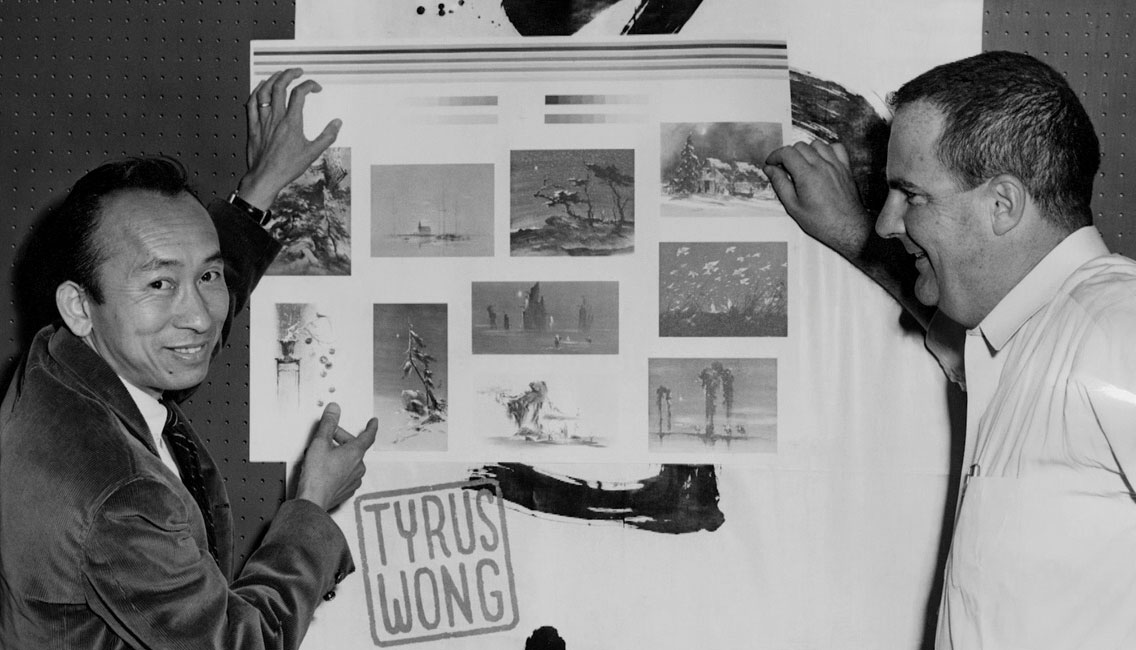 Archival black and white image of animator Tyrus Wong