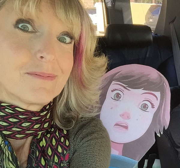 Author Wendelin Van Draanen with an illustration of her character Sammy Keyes Author Wendelin Van Draanen with an illustration of her character Sammy Keyes