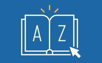 Illustration of open book with letters A and Z