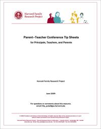 Parent–Teacher Conference Tip Sheets for Principals, Teachers and Parents