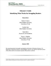Educator’s Guide: Identifying What Works for Struggling Readers