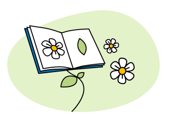 Illustration of a daisy growing out of a book